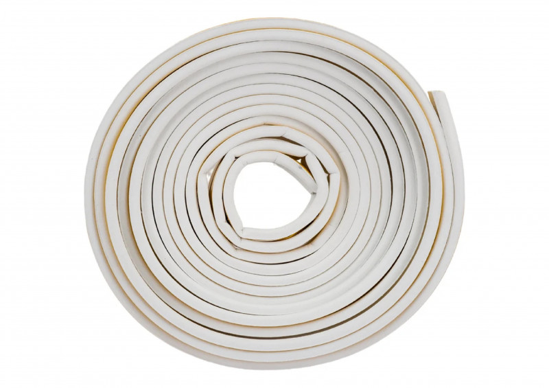 Уплотнитель бытовой резиновый WALLS Р-профиль самоклеющийся белый 10м