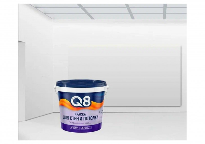 Краска ВД для стен и потолков белая матовая 1,4кг FORMULA Q8