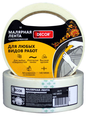 Лента малярная крепированная 48х25мм 140мкм DECOR