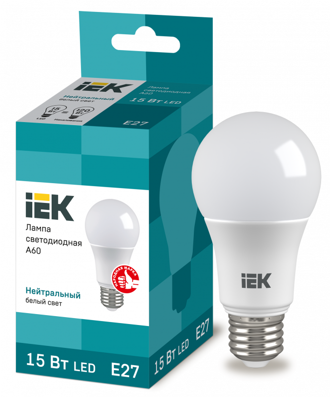 Лампа светодиодная 15Вт Е27 шар LED IEK белый