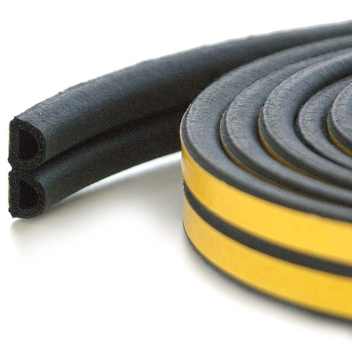 Уплотнитель для окон и дверей LLS D-профиль резновый на клейкой основе черный