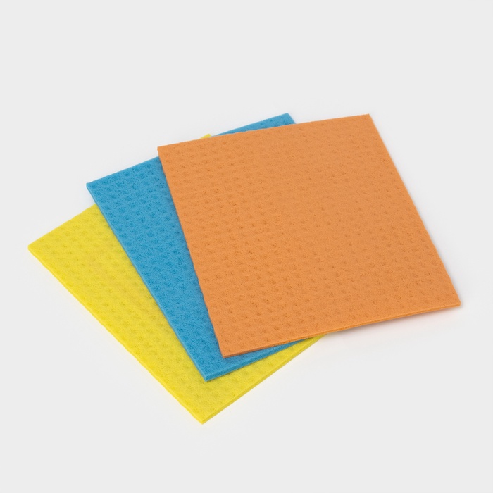 Салфетки из целлюлозы губчатые,тряпки для уборки, 15х17см, 3шт