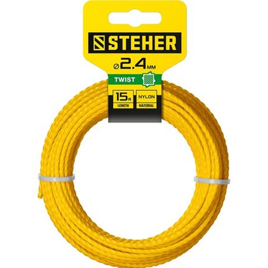 Леска для триммера квадрат d2,4ммх15м STEHER